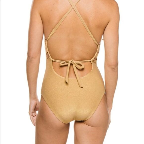 Becca By Rebecca Women's Gold Removeable Cups One Piece Swimsuit Sz Medium - Picture 3 of 7